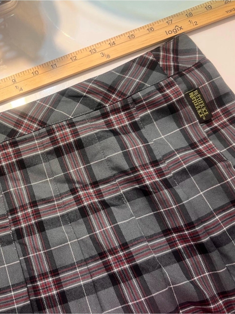 Beetlejuice Licensed Plaid Pleated Mini Skirt NWT‎ Gothic Y2K Large - Picture 6 of 7